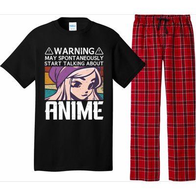 Warning May Spontaneously Talk About Anime Funny Anime Girl Anime Quotes Pajama Set