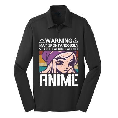 Warning May Spontaneously Talk About Anime Funny Anime Girl Anime Quotes Silk Touch Performance Long Sleeve Polo