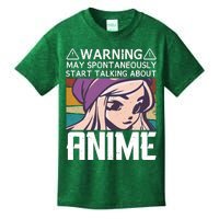 Warning May Spontaneously Talk About Anime Funny Anime Girl Anime Quotes Kids T-Shirt