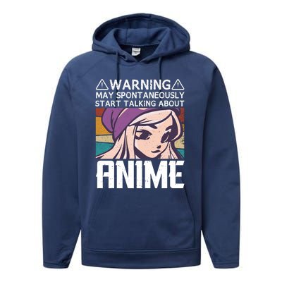 Warning May Spontaneously Talk About Anime Funny Anime Girl Anime Quotes Performance Fleece Hoodie