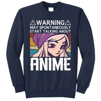 Warning May Spontaneously Talk About Anime Funny Anime Girl Anime Quotes Sweatshirt