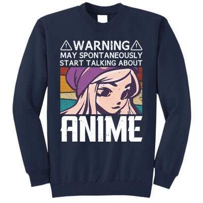 Warning May Spontaneously Talk About Anime Funny Anime Girl Anime Quotes Tall Sweatshirt