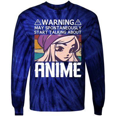 Warning May Spontaneously Talk About Anime Funny Anime Girl Anime Quotes Tie-Dye Long Sleeve Shirt