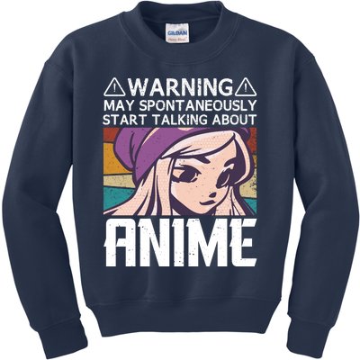 Warning May Spontaneously Talk About Anime Funny Anime Girl Anime Quotes Kids Sweatshirt