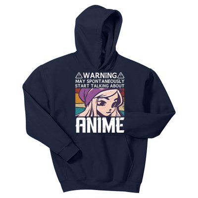 Warning May Spontaneously Talk About Anime Funny Anime Girl Anime Quotes Kids Hoodie