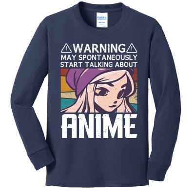 Warning May Spontaneously Talk About Anime Funny Anime Girl Anime Quotes Kids Long Sleeve Shirt