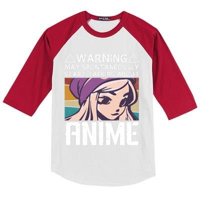 Warning May Spontaneously Talk About Anime Funny Anime Girl Anime Quotes Kids Colorblock Raglan Jersey