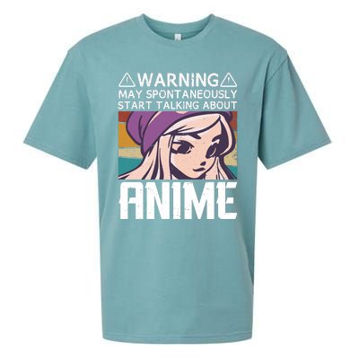 Warning May Spontaneously Talk About Anime Funny Anime Girl Anime Quotes Sueded Cloud Jersey T-Shirt