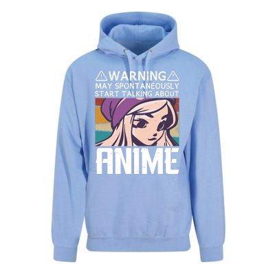 Warning May Spontaneously Talk About Anime Funny Anime Girl Anime Quotes Unisex Surf Hoodie