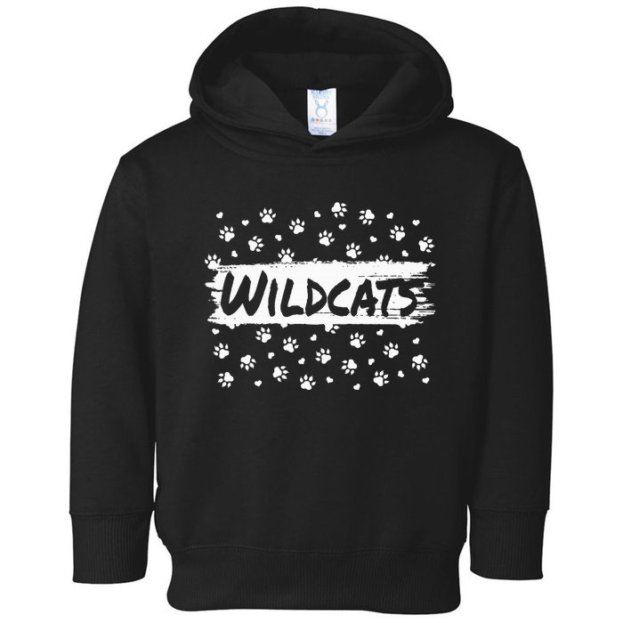 Wildcats Mascot School Spirit Back To School Footprint Squad Toddler Hoodie