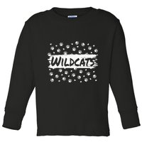 Wildcats Mascot School Spirit Back To School Footprint Squad Toddler Long Sleeve Shirt