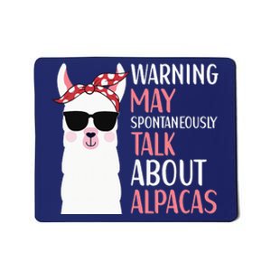 Warning May Spontaneously Talk About Alpacas LLama Quote Mousepad