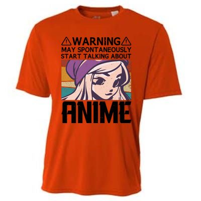 Warning May Spontaneously Talk About Anime Funny Anime Girl Anime Quotes Cooling Performance Crew T-Shirt