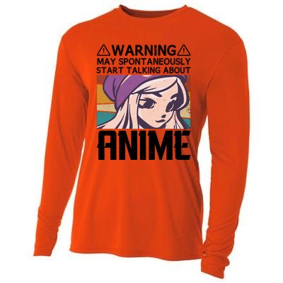 Warning May Spontaneously Talk About Anime Funny Anime Girl Anime Quotes Cooling Performance Long Sleeve Crew