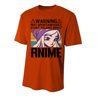 Warning May Spontaneously Talk About Anime Funny Anime Girl Anime Quotes Performance Sprint T-Shirt