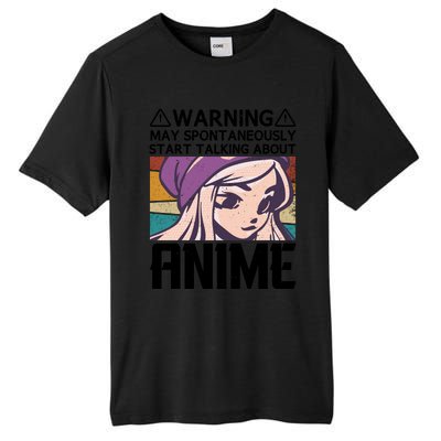 Warning May Spontaneously Talk About Anime Funny Anime Girl Anime Quotes Tall Fusion ChromaSoft Performance T-Shirt