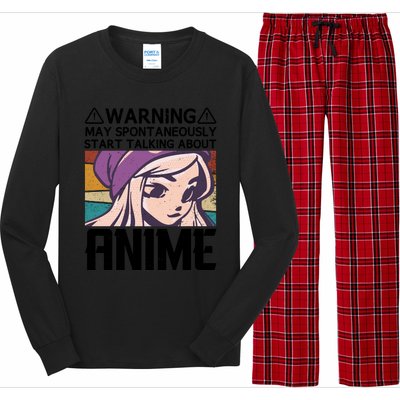 Warning May Spontaneously Talk About Anime Funny Anime Girl Anime Quotes Long Sleeve Pajama Set