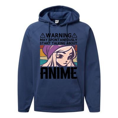 Warning May Spontaneously Talk About Anime Funny Anime Girl Anime Quotes Performance Fleece Hoodie