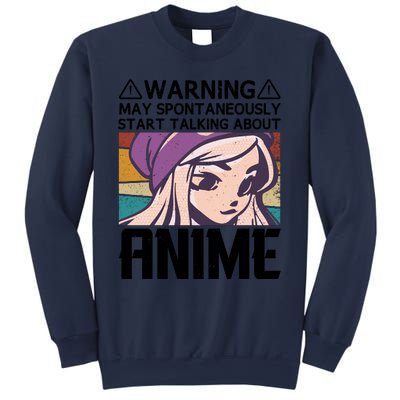 Warning May Spontaneously Talk About Anime Funny Anime Girl Anime Quotes Sweatshirt