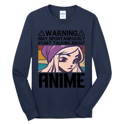 Warning May Spontaneously Talk About Anime Funny Anime Girl Anime Quotes Tall Long Sleeve T-Shirt