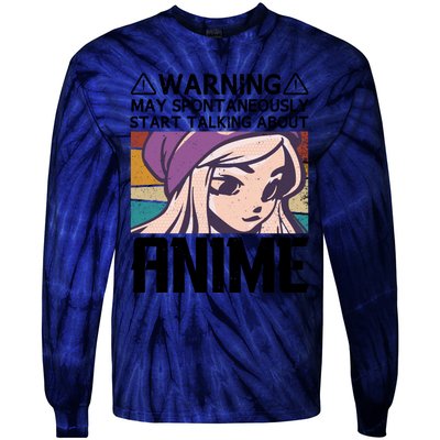 Warning May Spontaneously Talk About Anime Funny Anime Girl Anime Quotes Tie-Dye Long Sleeve Shirt