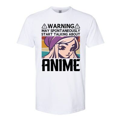 Warning May Spontaneously Talk About Anime Funny Anime Girl Anime Quotes Softstyle CVC T-Shirt