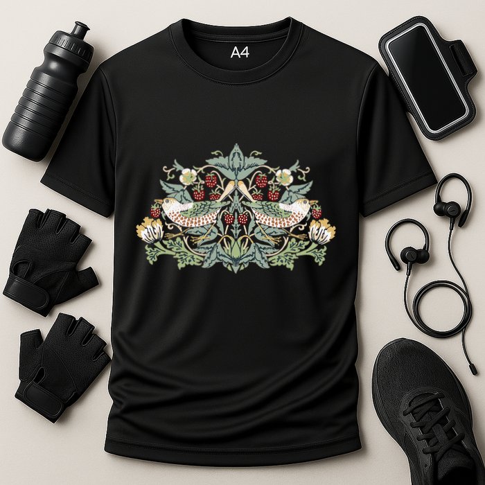 William Morris Strawberry Thief Bird Cooling Performance Crew T-Shirt