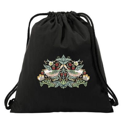 William Morris Strawberry Thief Bird Drawstring Bag