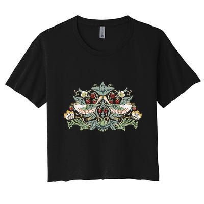 William Morris Strawberry Thief Bird Crop Top
