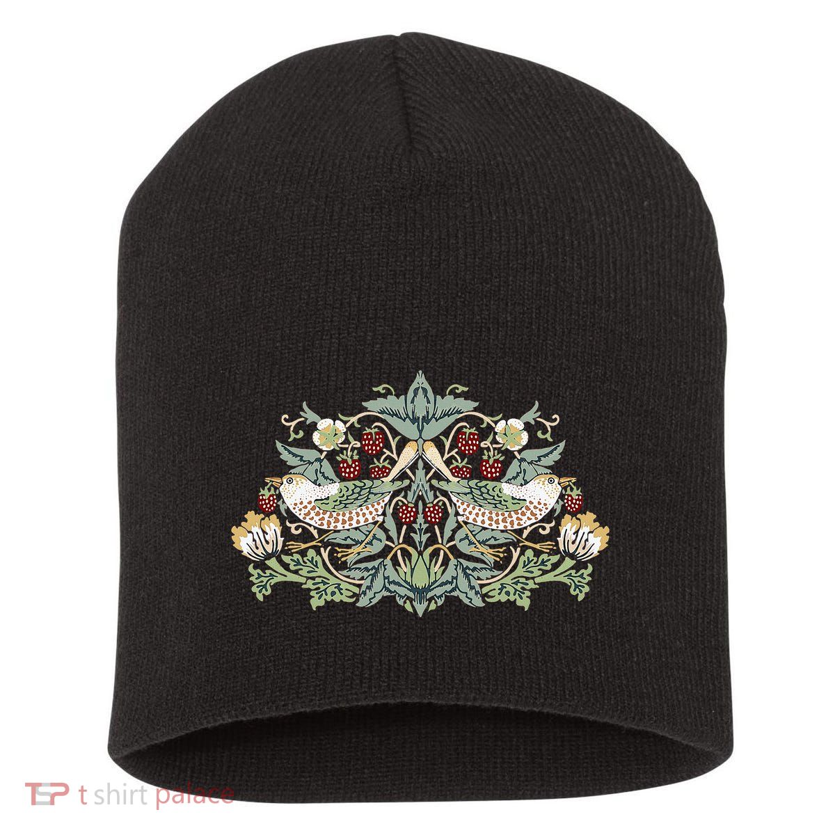 William Morris Strawberry Thief Bird Short Acrylic Beanie
