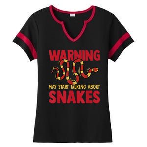 Warning May Start Talking About Snakes Reptile Serpent Ladies Halftime Notch Neck Tee