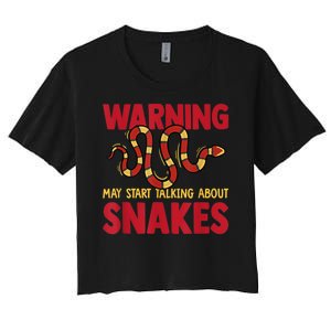 Warning May Start Talking About Snakes Reptile Serpent Women's Crop Top Tee