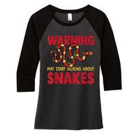 Warning May Start Talking About Snakes Reptile Serpent Women's Tri-Blend 3/4-Sleeve Raglan Shirt