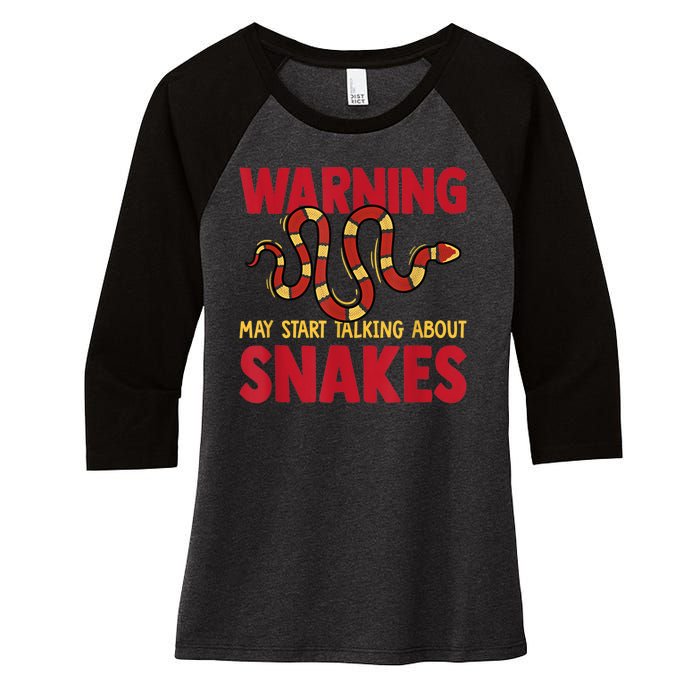 Warning May Start Talking About Snakes Reptile Serpent Women's Tri-Blend 3/4-Sleeve Raglan Shirt