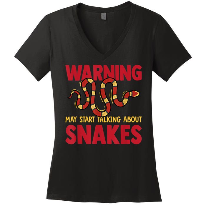 Warning May Start Talking About Snakes Reptile Serpent Women's V-Neck T-Shirt