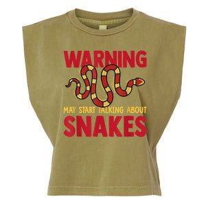 Warning May Start Talking About Snakes Reptile Serpent Garment-Dyed Women's Muscle Tee