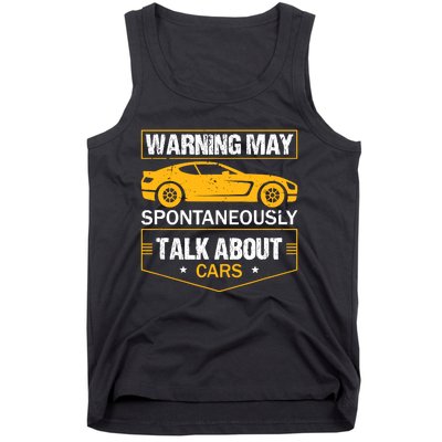 Warning May Spontaneously Start Talking About Cars Salesman Tank Top