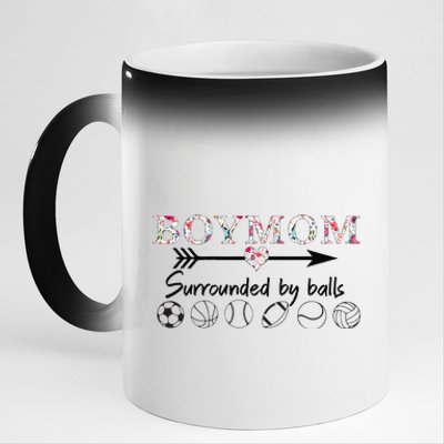 Womens Mom Surrounded By Balls Gift For Women Mother's Day Cute 11oz Black Color Changing Mug