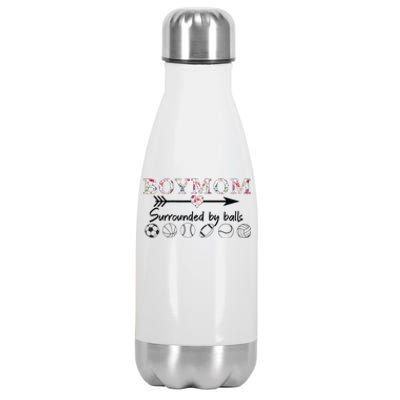 Womens Mom Surrounded By Balls Gift For Women Mother's Day Cute Stainless Steel Insulated Water Bottle