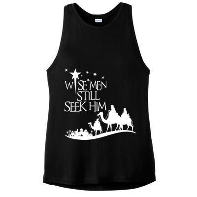 Wise Man Still Seek Him Christian Christmas Jesus Design Ladies PosiCharge Tri-Blend Wicking Tank