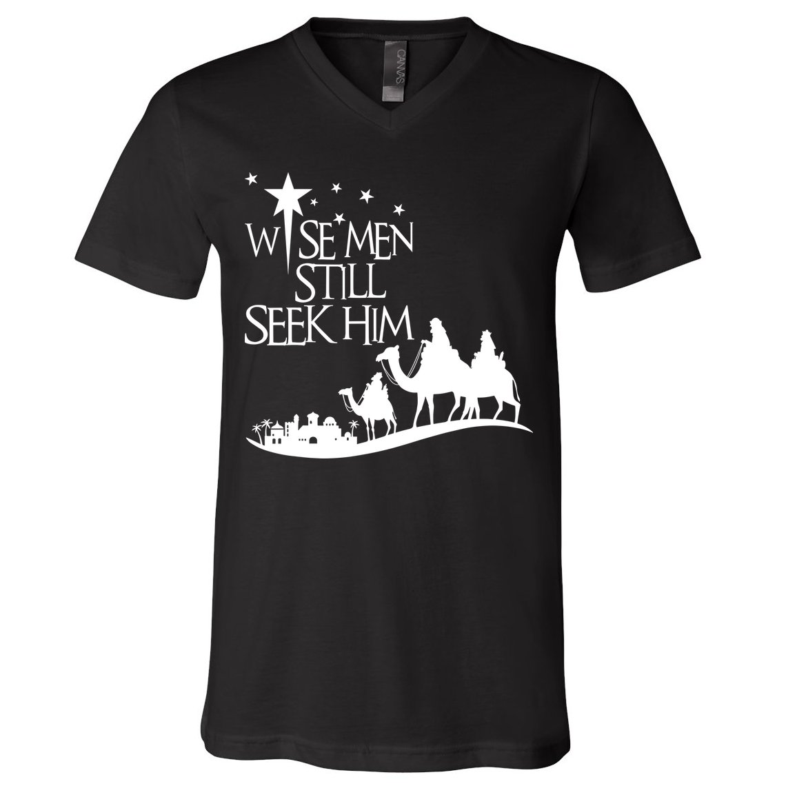 Wise Man Still Seek Him Christian Christmas Jesus Design V-Neck T-Shirt