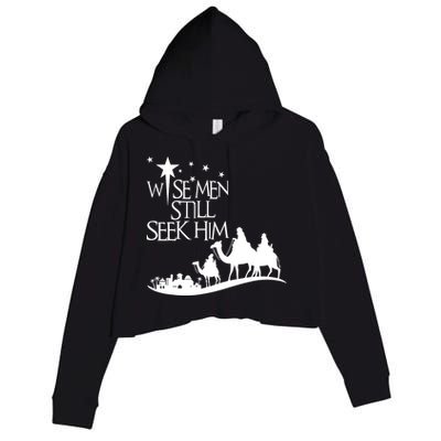 Wise Man Still Seek Him Christian Christmas Jesus Design Crop Fleece Hoodie