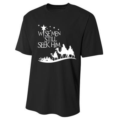 Wise Man Still Seek Him Christian Christmas Jesus Design Performance Sprint T-Shirt