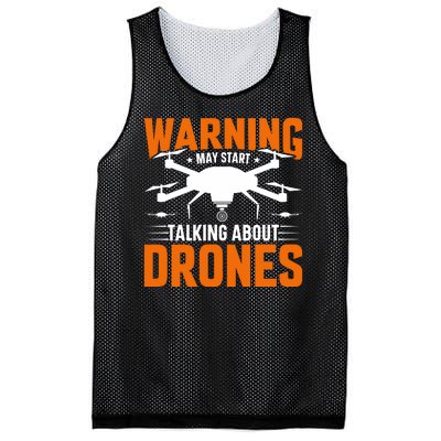 Warning May Start Talking About Drones Funny Drone Lover Quadcopter Pilot Mesh Reversible Basketball Jersey Tank