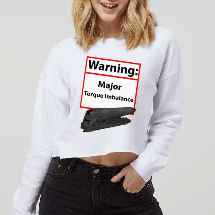 Warning Major Torque Imbalance Cropped Pullover Crew