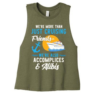 Were More Than Just Cruising Friends Funny Vacation Summer Women's Racerback Cropped Tank