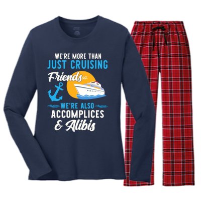 Were More Than Just Cruising Friends Funny Vacation Summer Women's Long Sleeve Flannel Pajama Set 