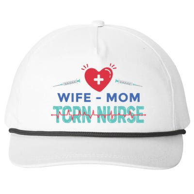 Wife Mom Tcrn Nurse Nursing Practitioner Mom Nurses Gift Snapback Five-Panel Rope Hat