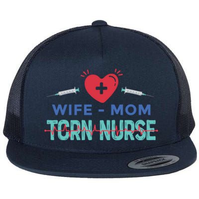 Wife Mom Tcrn Nurse Nursing Practitioner Mom Nurses Gift Flat Bill Trucker Hat