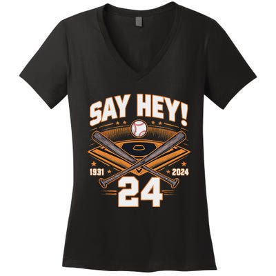 Willie Mays Tribute 19312024 Women's V-Neck T-Shirt